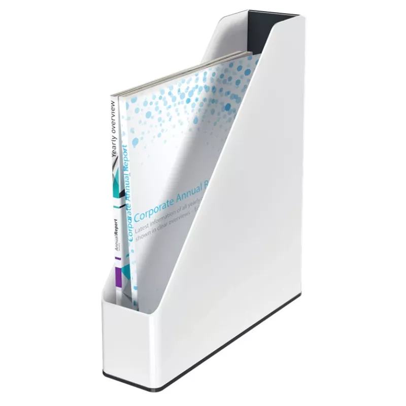 Leitz žurnalų dėžė WOW Dual Colour, balta, plastikinė, A4, 73 mm, 318 mm, 272 mm