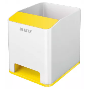Leitz Sound Pen Holder WOW, baltas, geltonas, polistirolas, 90 mm, 101 mm, 100 mm, 140 g