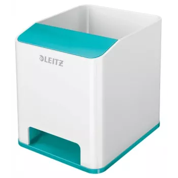 Leitz Sound Pen Holder WOW rašiklių laikiklis su garso stiprinimu, mėlynas/baltas, polistirolas (PS), 90x101x100 mm