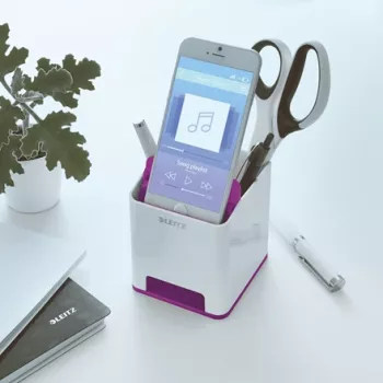 Stovas rašikliams Leitz Sound Pen Holder WOW, violetinis, polistirenas (PS), 90 mm, 101 mm, 100 mm, 140 g