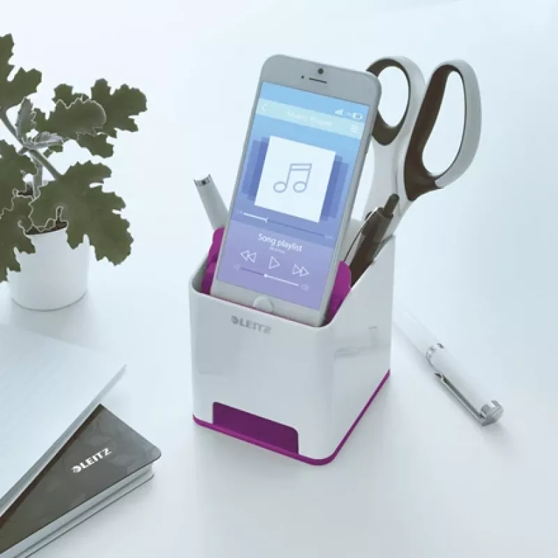 Stovas rašikliams Leitz Sound Pen Holder WOW, violetinis, polistirenas (PS), 90 mm, 101 mm, 100 mm, 140 g