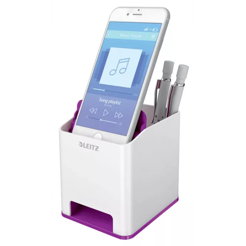 Stovas rašikliams Leitz Sound Pen Holder WOW, violetinis, polistirenas (PS), 90 mm, 101 mm, 100 mm, 140 g