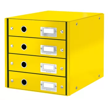 Leitz Click & Store WOW stalčių spinta (4 stalčiai), geltona, kartonas, 286 mm, 282 mm, 2,49 kg