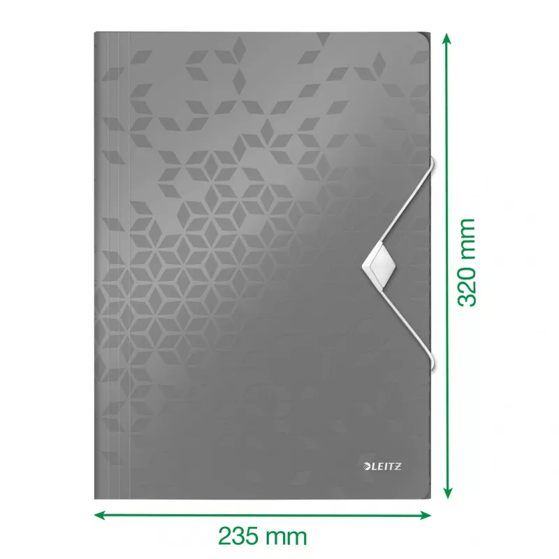 Leitz 3-Flap Folder WOW PP A4 – Aplankalas su trimis atvartais, A4 formatas, polipropilenas (PP), juoda spalva, 150 lapų talpa