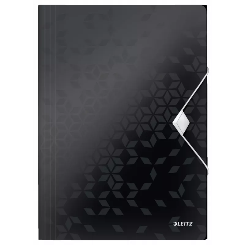 Leitz 3-Flap Folder WOW PP A4 – Aplankalas su trimis atvartais, A4 formatas, polipropilenas (PP), juoda spalva, 150 lapų talpa