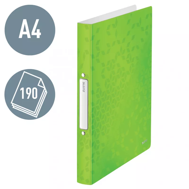 Leitz Ringbinder WOW PP A4 2RR/25mm, A4, apvalūs žiedai, polipropilenas (PP), žalia, 190 lapų, 80 g/m²