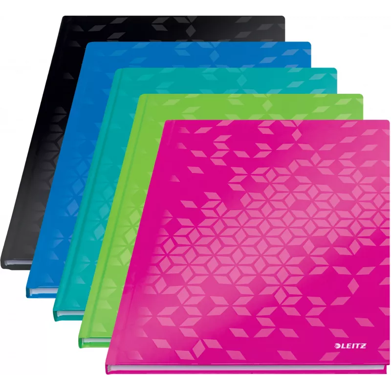 Leitz Notebook WOW A4 languotas kietu viršeliu 90g/80 lapų, Raštas, Žalia