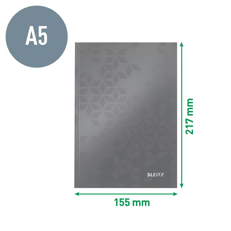 Leitz WOW Užrašinė A5 languota kietu viršeliu, raštas, žalia, 80 lapų, 80 g/m²
