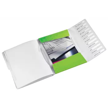 Leitz Divider Book WOW PP 12 skirtukų, A4, polipropilenas (PP), žalia, 200 lapų, 80 g/m², 265 mm