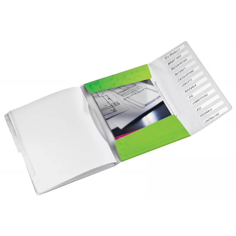 Leitz Divider Book WOW PP 12 skirtukų, A4, polipropilenas (PP), žalia, 200 lapų, 80 g/m², 265 mm
