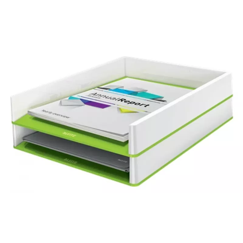 Leitz WOW dviejų spalvų dokumentų dėklas, plastikinis, žalias, baltas, A4, 267 mm, 336 mm