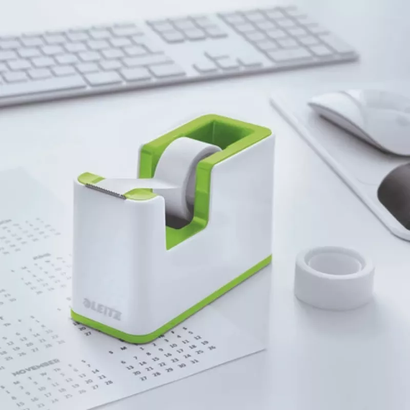 Leitz Tape Dispenser WOW, 1,9 cm, 33 m, polistirenas (PS), žalia, balta, 51 mm, 126 mm