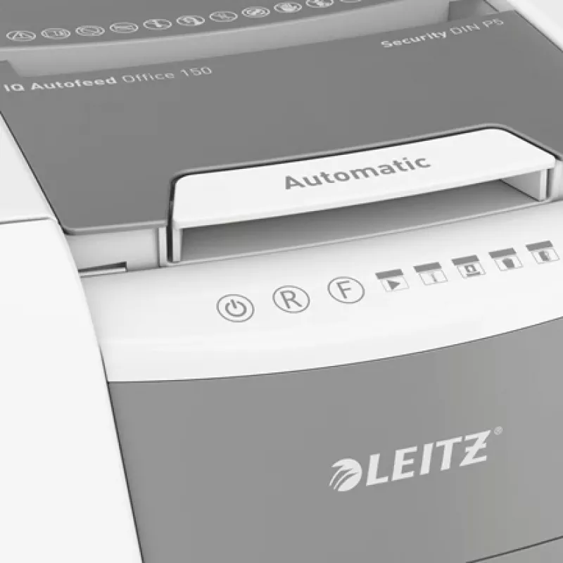 Popieriaus smulkintuvas Leitz IQ Autofeed Office 150 automatinis, P5, mikro pjūvis, 22 cm, 2 x 15 mm, 44 l, 500 lapų, 55 dB