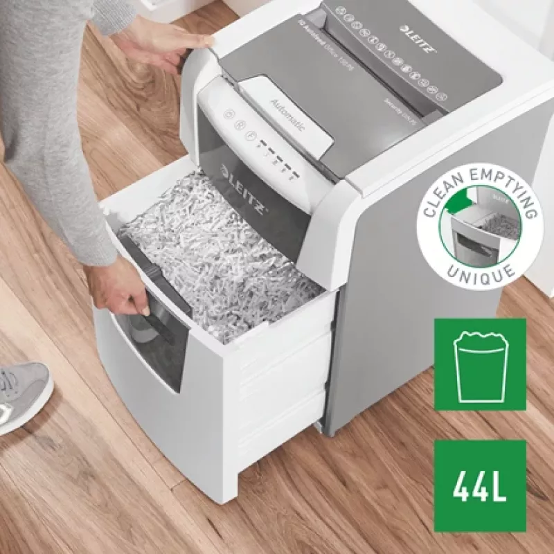 Popieriaus smulkintuvas Leitz IQ Autofeed Office 150 automatinis, P5, mikro pjūvis, 22 cm, 2 x 15 mm, 44 l, 500 lapų, 55 dB