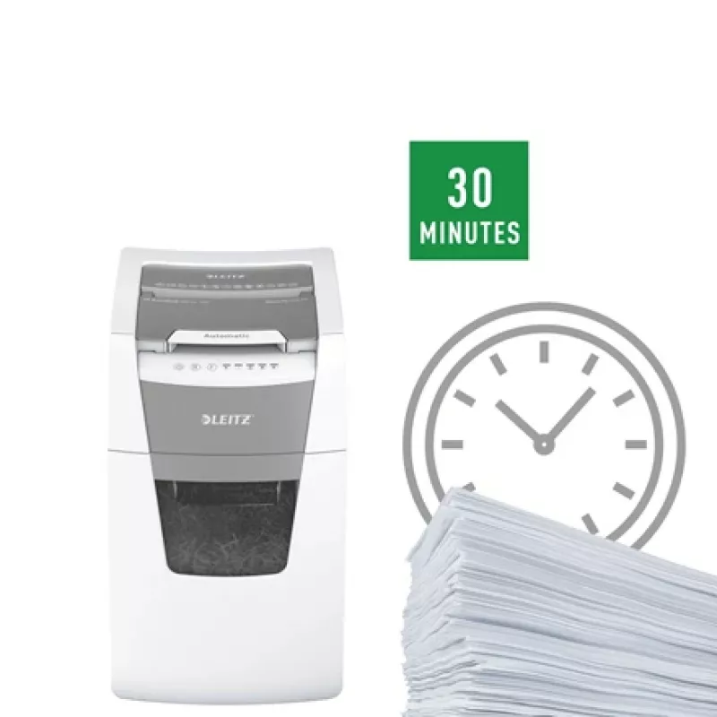 Popieriaus smulkintuvas Leitz IQ Autofeed Office 150 automatinis, P5, mikro pjūvis, 22 cm, 2 x 15 mm, 44 l, 500 lapų, 55 dB