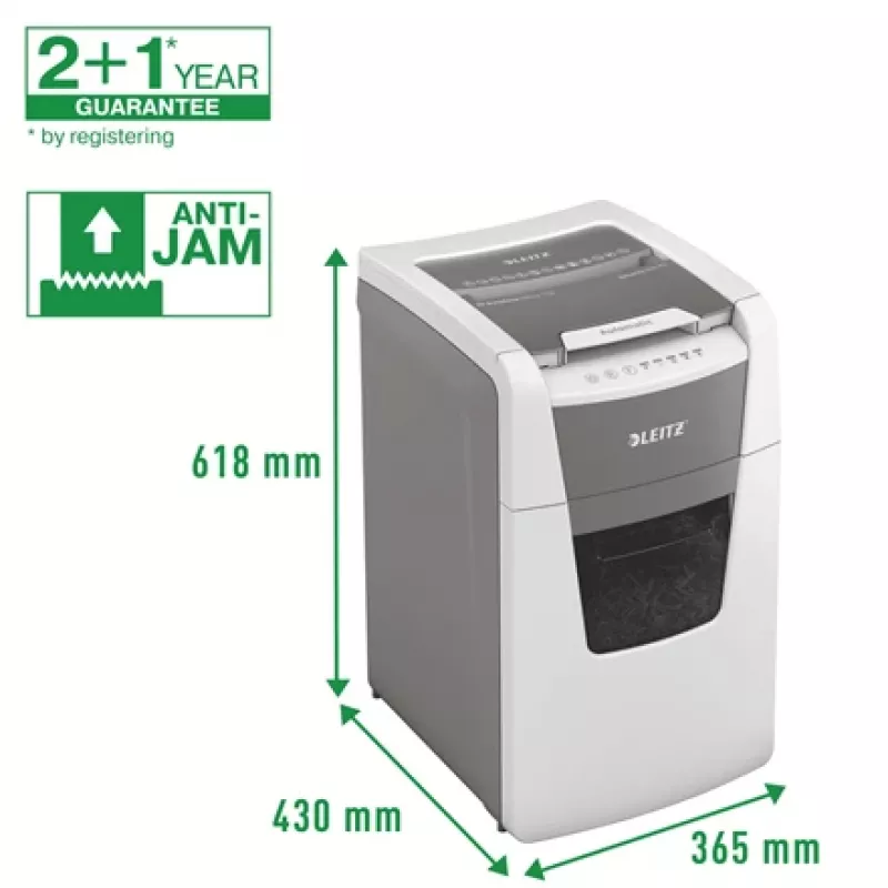 Popieriaus smulkintuvas Leitz IQ Autofeed Office 150 automatinis, P5, mikro pjūvis, 22 cm, 2 x 15 mm, 44 l, 500 lapų, 55 dB