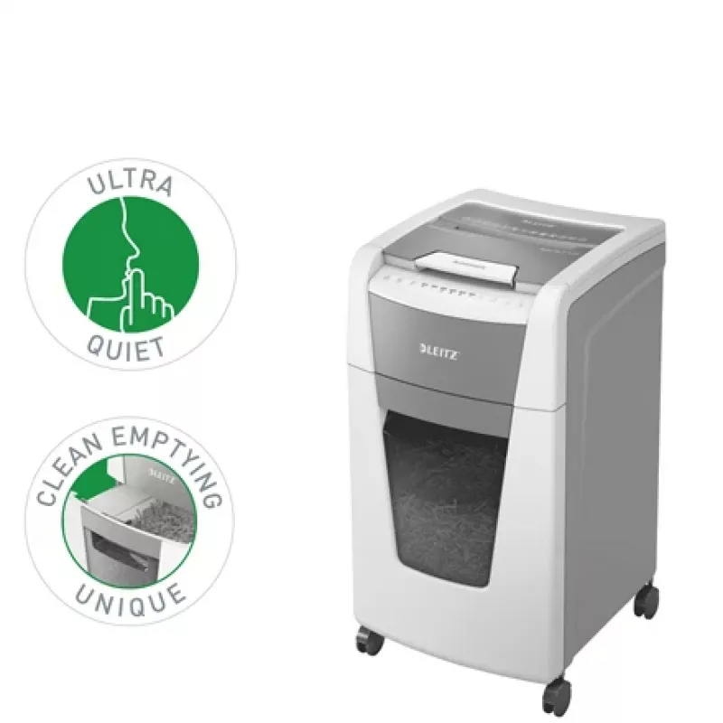 Leitz IQ Autofeed Office 300 automatinis popieriaus smulkintuvas P5, mikro smulkinimas, 22 cm, 2 x 15 mm, 60 l, 700 lapų, 55 dB
