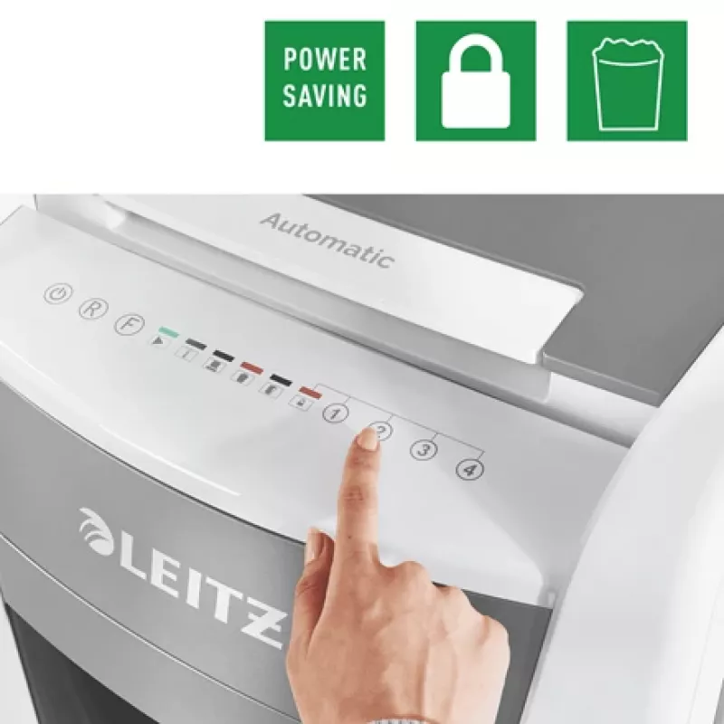 Leitz IQ Autofeed Office 300 automatinis popieriaus smulkintuvas P5, mikro smulkinimas, 22 cm, 2 x 15 mm, 60 l, 700 lapų, 55 dB