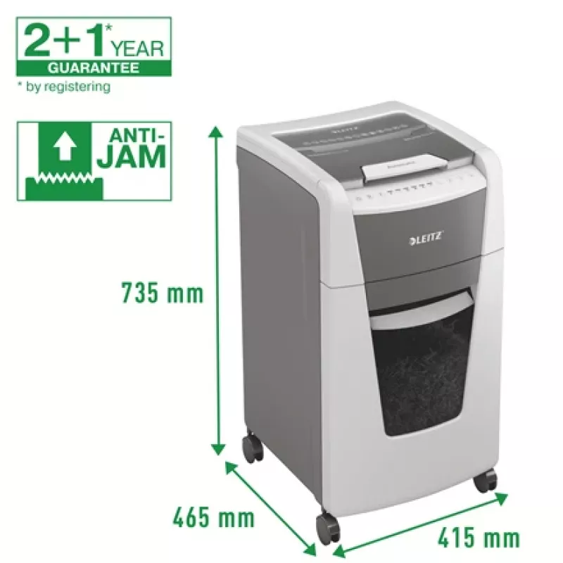 Leitz IQ Autofeed Office 300 automatinis popieriaus smulkintuvas P5, mikro smulkinimas, 22 cm, 2 x 15 mm, 60 l, 700 lapų, 55 dB