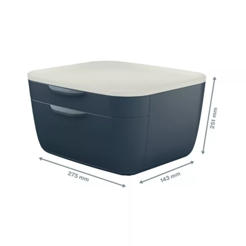 Leitz Cosy spintelė su stalčiais, 2 stalčiai, polistirenas (PS), juoda, balta, 1 vnt, 251 mm, 143 mm