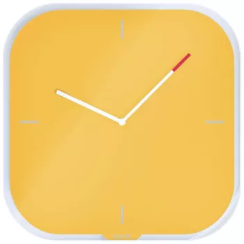 Leitz Cosy Silent Glass Wall Clock, kvadratinis, geltonas, 300 mm, 300 mm, 40 mm, 1.6 kg