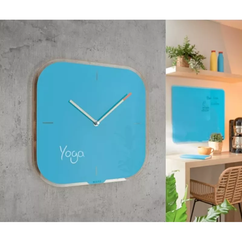 Leitz Cosy Silent Glass Wall Clock, mėlyna, 300 mm, 300 mm, 40 mm, 1,6 kg