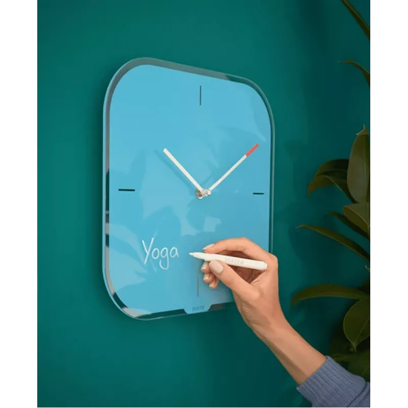 Leitz Cosy Silent Glass Wall Clock, mėlyna, 300 mm, 300 mm, 40 mm, 1,6 kg