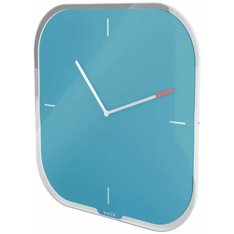 Leitz Cosy Silent Glass Wall Clock, mėlyna, 300 mm, 300 mm, 40 mm, 1,6 kg
