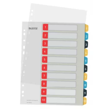 Leitz Cosy 1-10 spausdinami skirtukai, PP, skaitiniai, portretas, A4 Maxi, 245 mm, 305 mm