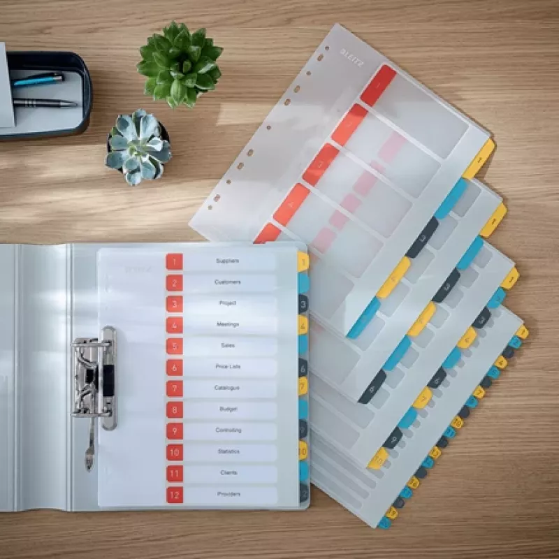 Leitz Cosy 1-10 spausdinami skirtukai, PP, skaitiniai, portretas, A4 Maxi, 245 mm, 305 mm