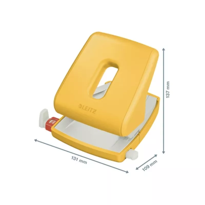 Leitz Cosy 2-ių skylių perforatorius, 30 lapų, geltonas, plastikinis, 137x131x109 mm