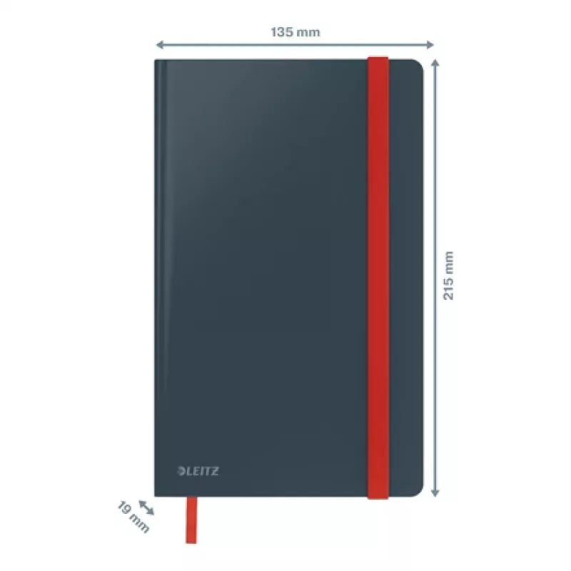 Leitz Cosy Notebook Soft Touch linijinis kietu viršeliu, vienspalvis, juodas, A5, 80 lapų, matinis, 100 g/m²