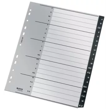 Leitz 12070000 abėcėlinis skirtukų indeksas, polipropilenas (PP), juoda/balta