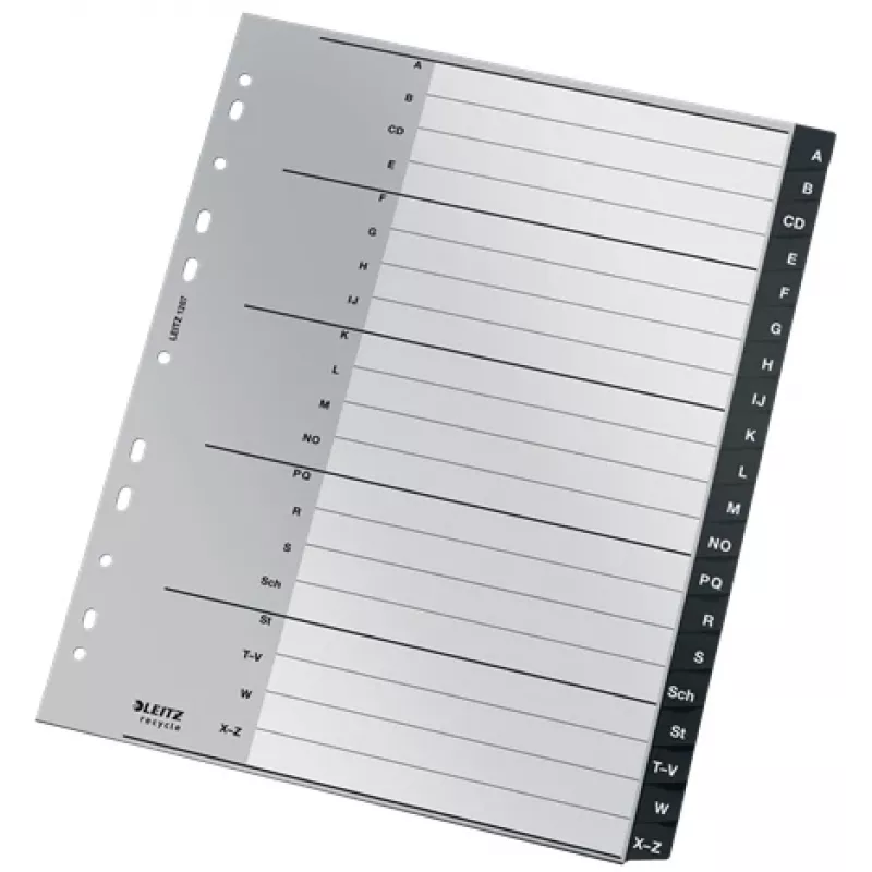 Leitz 12070000 abėcėlinis skirtukų indeksas, polipropilenas (PP), juoda/balta
