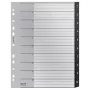 Leitz Recycle Index, PP, itin platus, skaitmeninis skirtukų indeksas, polipropilenas (PP), juoda, balta, vertikali, A4 Maxi, 160 g/m²