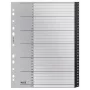 Leitz Recycle Index, PP, itin platus, skaitmeninis skirtukų indeksas, polipropilenas (PP), juoda, balta, vertikali, A4 Maxi, 160 g/m²