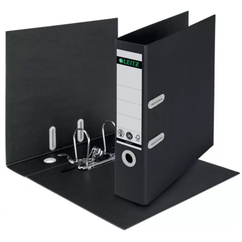 Leitz 180° Recycle Lever Arch File, A4, kartonas, juoda, 600 lapų, 80 g/m², 320 mm