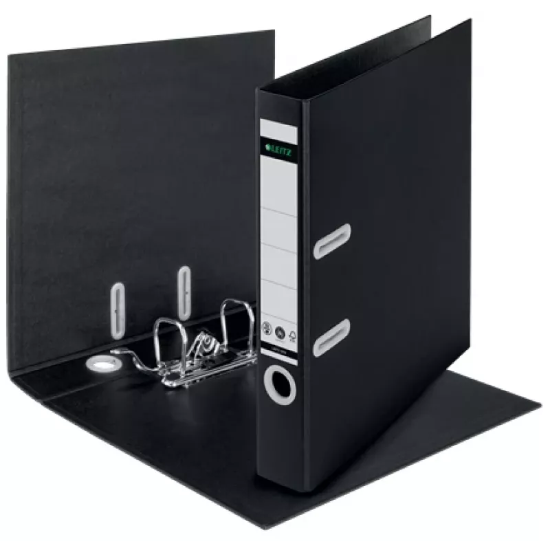 Leitz 180° Recycle Lever Arch File, A4, kartonas, juoda, 350 lapų, 80 g/m², 320 mm
