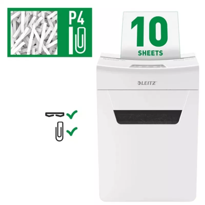 Smulkintuvas Leitz IQ Protect Premium 10X P4, 4 x 40 mm, 18 L, 150 lapų, 55 dB, Touch, 10 lapų