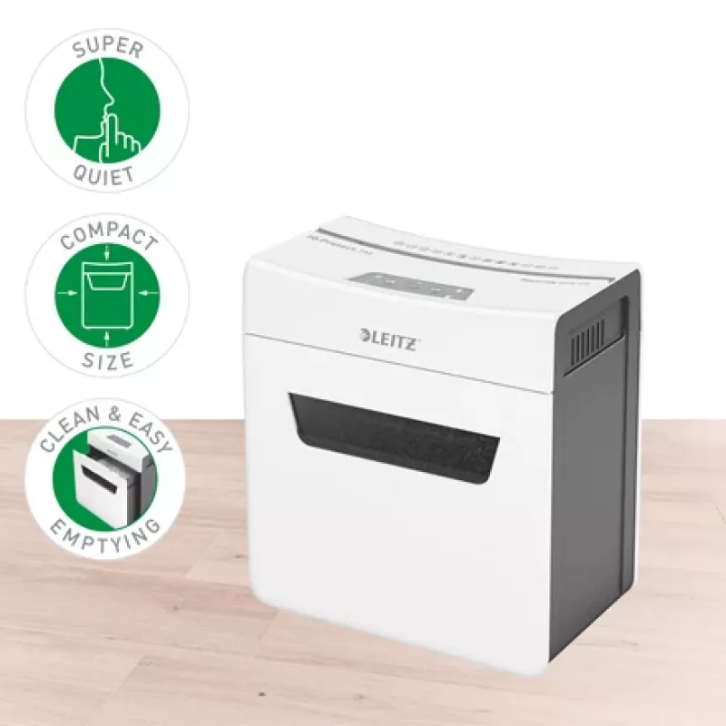 Popieriaus smulkintuvas Leitz IQ Protect Premium 3M P5, mikro pjūvis 2x15 mm, 10 l, 125 lapų, 55 dB, liečiamas valdymas
