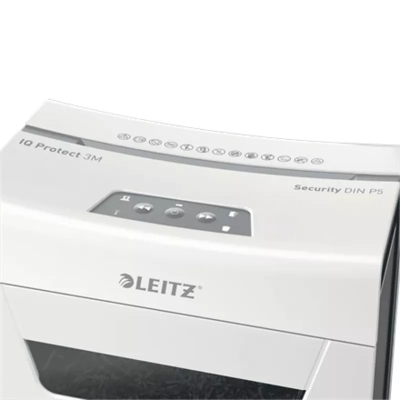 Popieriaus smulkintuvas Leitz IQ Protect Premium 3M P5, mikro pjūvis 2x15 mm, 10 l, 125 lapų, 55 dB, liečiamas valdymas