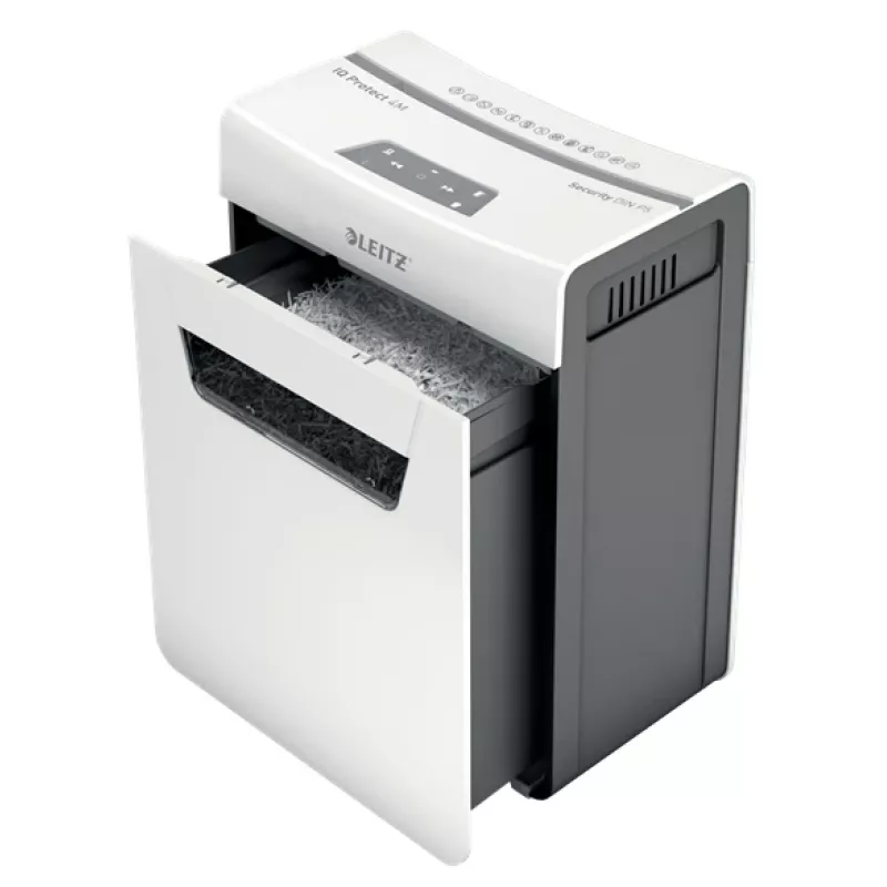 Popieriaus smulkintuvas Leitz IQ Protect Premium 4M P5, mikro pjūvis, 2x15 mm, 14 l, 150 lapų, 55 dB, liečiamas valdymas