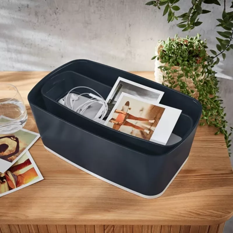 Leitz MyBox Cosy Organiser Tray Long – Pilka stačiakampė dėžutė smulkiems daiktams