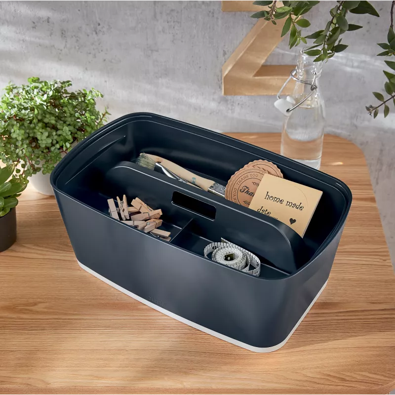 Leitz MyBox Cosy Organizer Tray su rankena Small, pilka, plastikinė