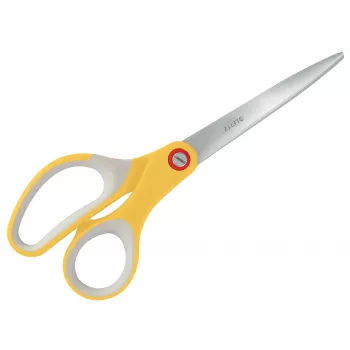Leitz Cosy Titanium biuro žirklės 205 mm, suaugusiems, tiesaus pjovimo, pilkai geltonos spalvos, nerūdijančio plieno