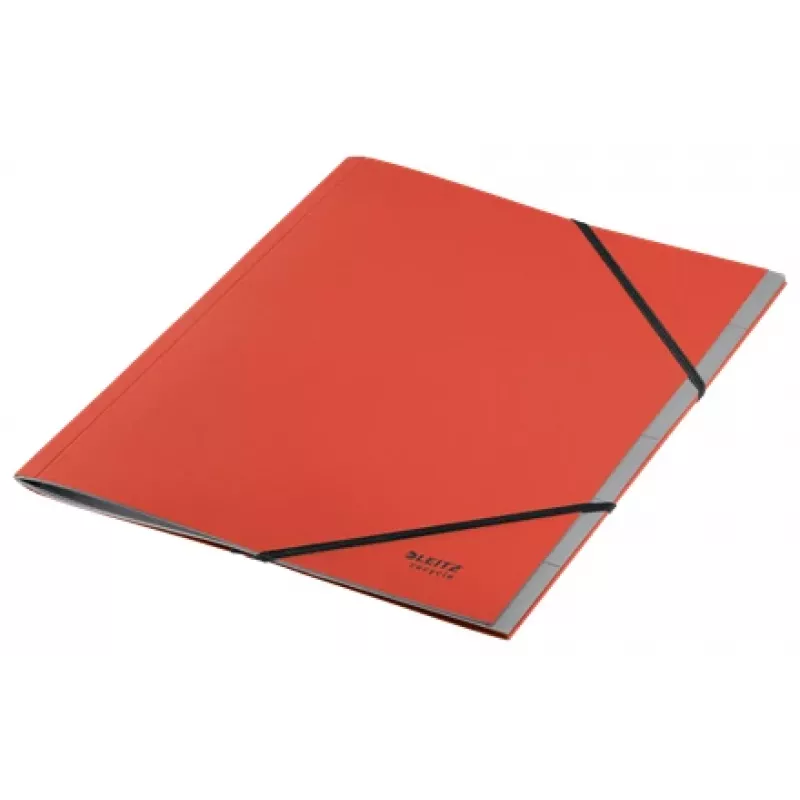 Leitz Recycle Card aplankas su skyrikliais, A4, kartonas, raudonas, 430 g/m², elastinė juosta