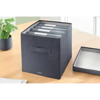 Leitz Fabric Storage Box with lid large, 2 vnt., Pilka, Audinys, 330 mm, 380 mm, 325 mm, 1.24 kg