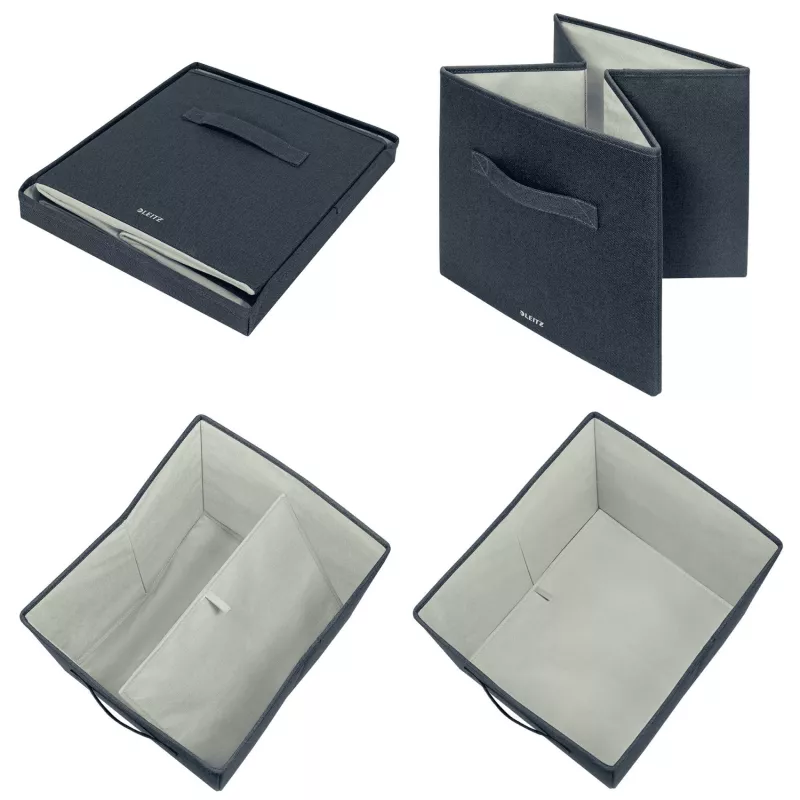 Leitz Fabric Storage Box with lid large, 2 vnt., Pilka, Audinys, 330 mm, 380 mm, 325 mm, 1.24 kg