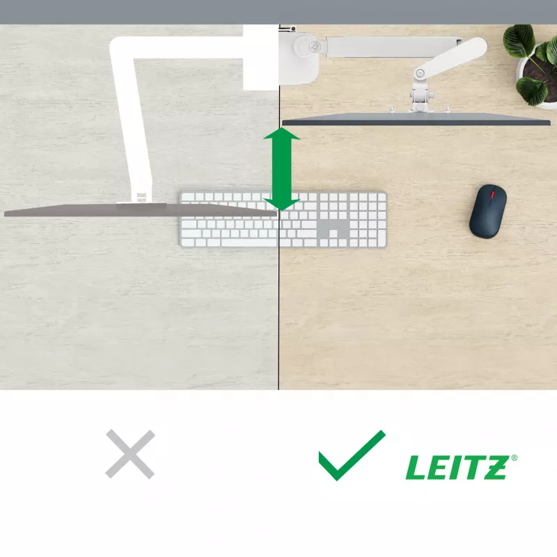 Leitz Ergo Space Saving Vieno Monitoriaus Laikiklis, Clamp/Grommet, 9 kg, 43,2 cm (17 col.), 81,3 cm (32 col.), 100 x 100 mm, Pilka