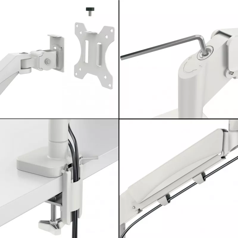 Leitz Ergo Space Saving Vieno Monitoriaus Laikiklis, Clamp/Grommet, 9 kg, 43,2 cm (17 col.), 81,3 cm (32 col.), 100 x 100 mm, Pilka